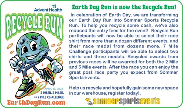 AdventHealth Earth Day Recycle Run 5 Miler, 2 Miler, & 7 Miler